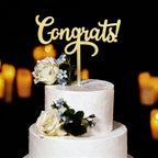 Golden Congrats Cake Topper-Acrylic Congratulations 2026 Graduation Cake Decor-Complete Party Supplies for 2026 High School & College & Senior Celebrations