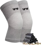 Bamboo Knee Sleeves for Men Women - Anti-Slip Compression Knee Sleeve - Elastic Sport Warm Knee Brace (Gray, Medium)