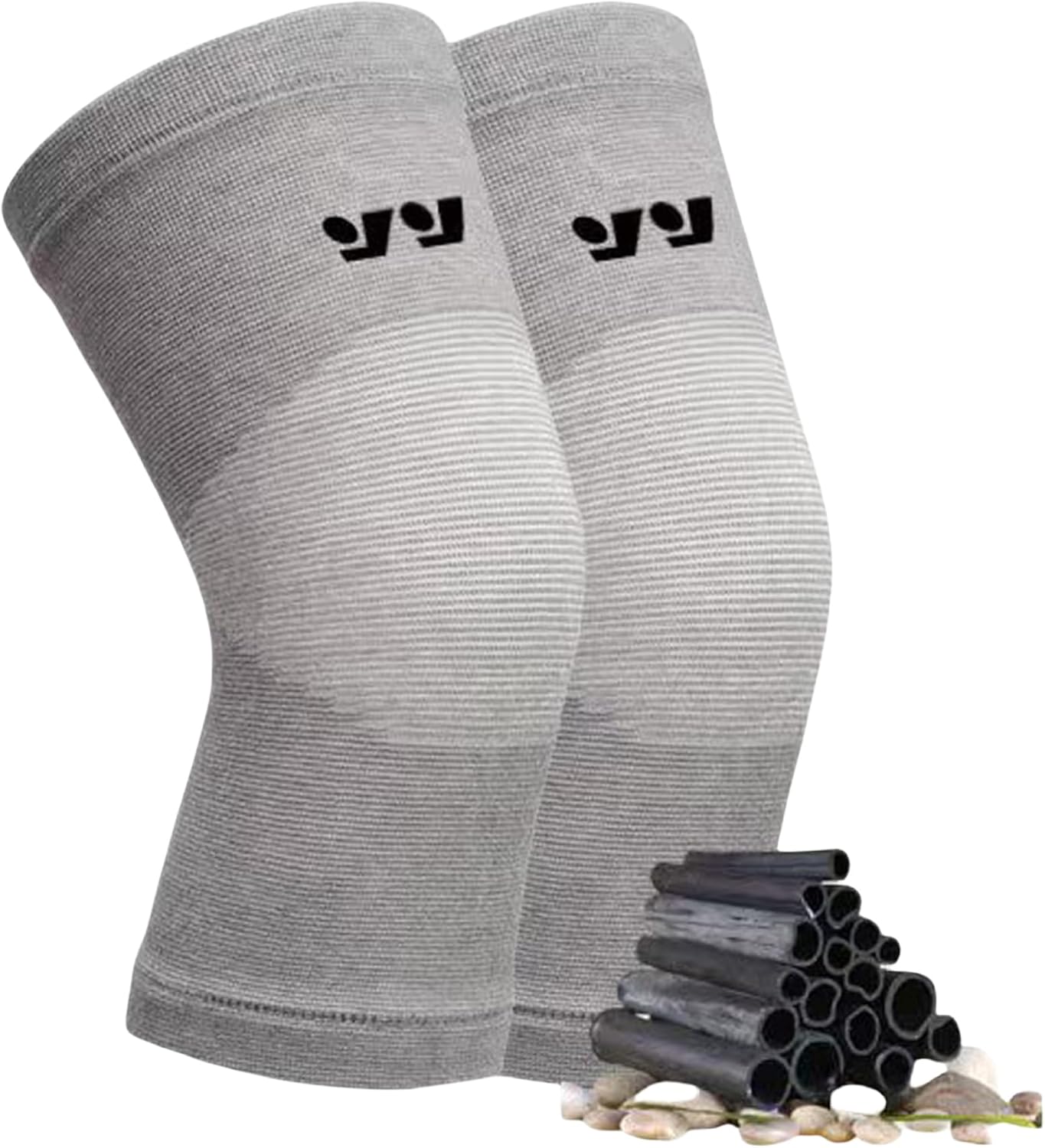 Bamboo Knee Sleeves for Men Women - Anti-Slip Compression Knee Sleeve - Elastic Sport Warm Knee Brace (Gray, Medium)