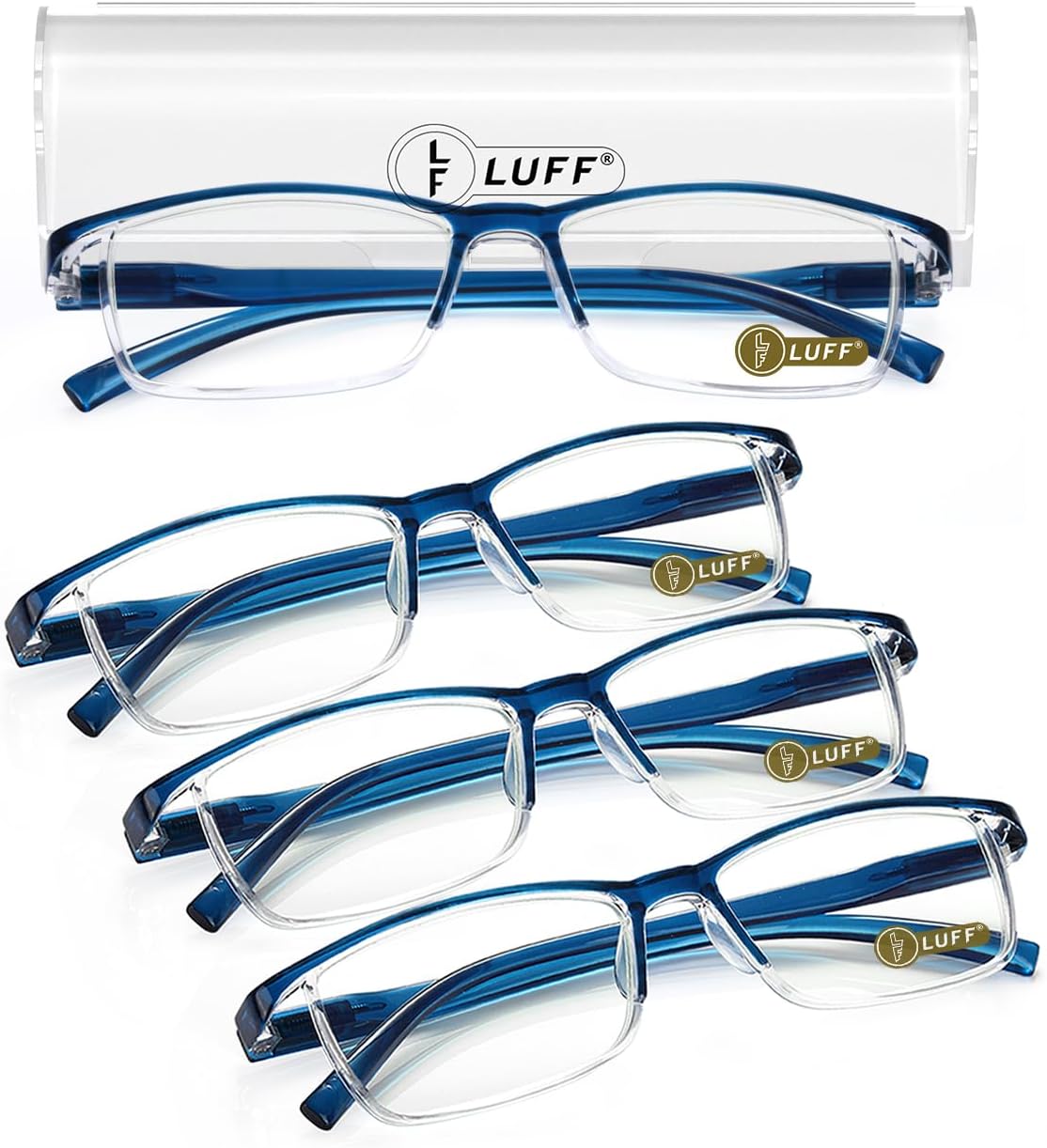 LUFF 4Pcs Anti-Blue-ray Reading Glasses Portable Ultra-Light Readers(2.75X)