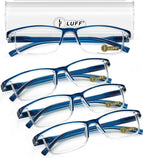 LUFF 4Pcs Anti-Blue-ray Reading Glasses Portable Ultra-Light Readers(3.0X)