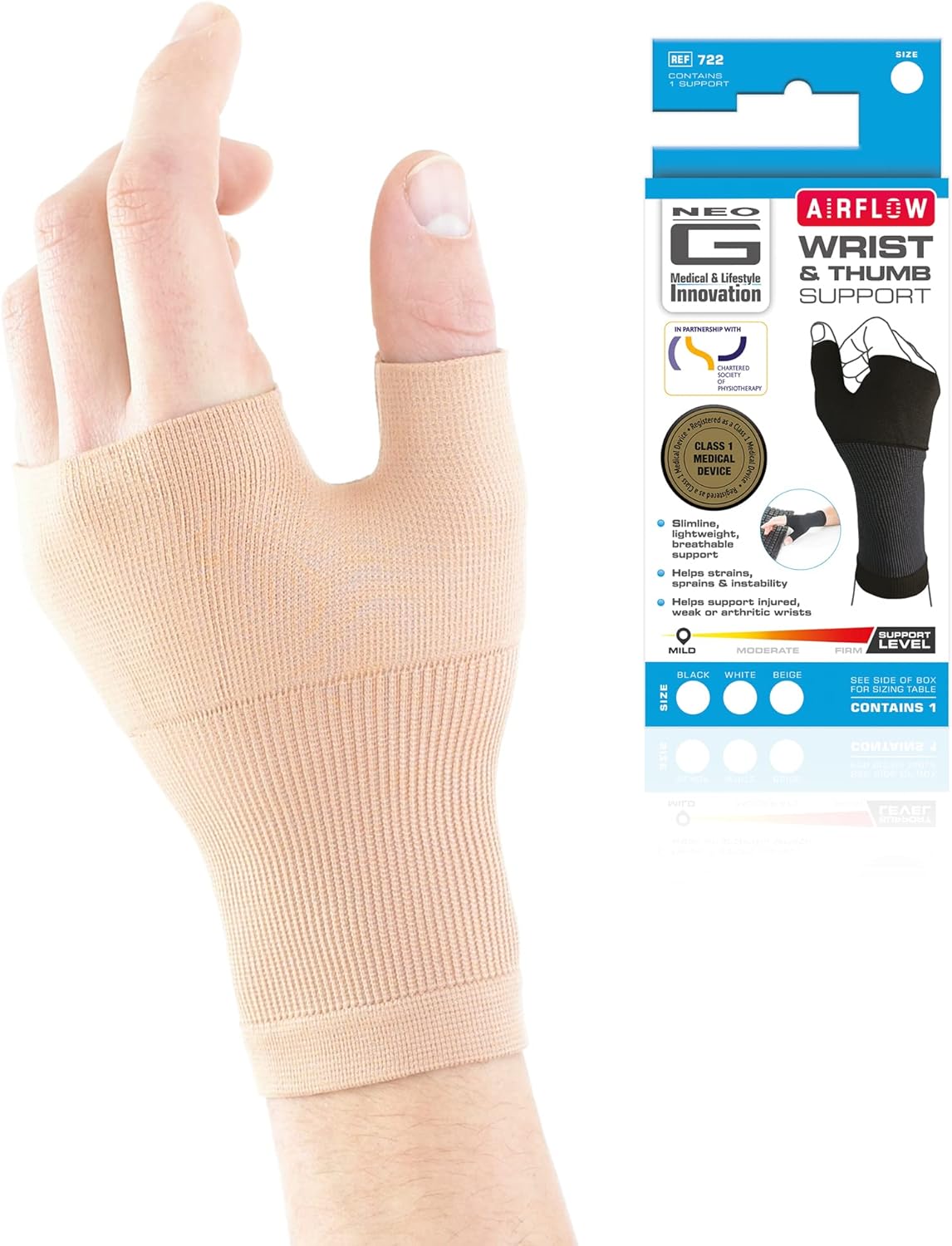 Neo-G Wrist and Thumb Support for Arthritis, Joint Pain, Tendonitis, Sprain - Wrist Brace Wrist Compression Hand Support - S - Beige