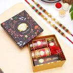 Ghasitaram Gifts Jaiccha Rakhi Gifts for Brothers Ghasitaram Hamper Box of Sweets/Bites, Namkeen and Dryfruit-GGHBwith 2 Rakhis