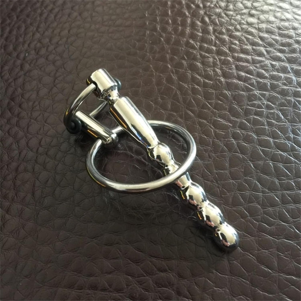 BDSM Metal Stainless Steel Urethral Dilator with Penis Ring Pull Beads Urethral Sounds Penis Plug Sex Toys