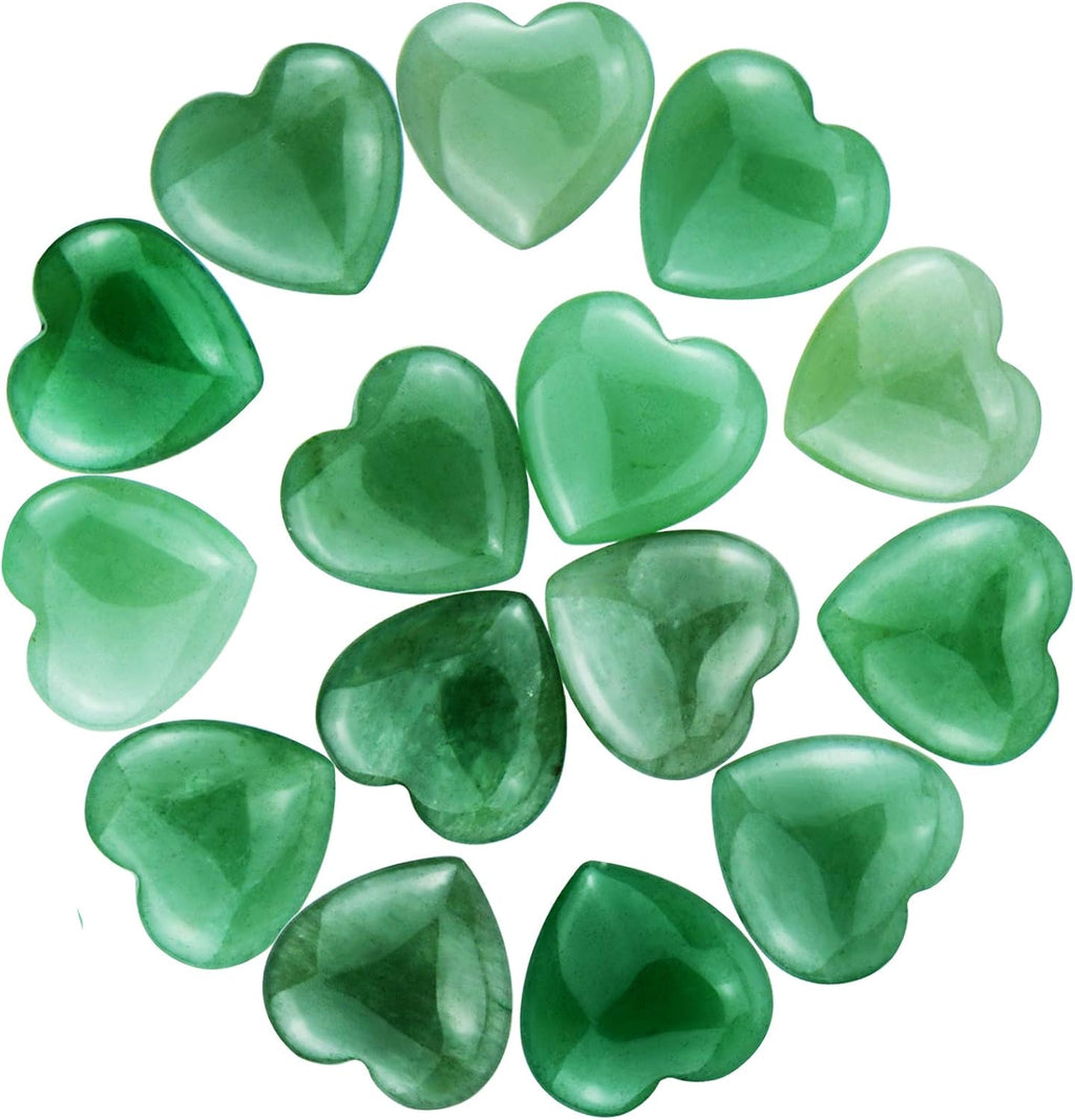 Marrywindix 15 Packs 0.8 Inch Healing Crystal Natural Green Aventurine Heart Love Carved Palm Worry Stone Chakra Reiki Balancing