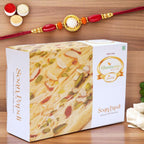 Ghasitaram Gifts Rakhi Gifts for Brothers Rakhi Sweets Box - Soan Papdi (200 GMS) with Rakhi