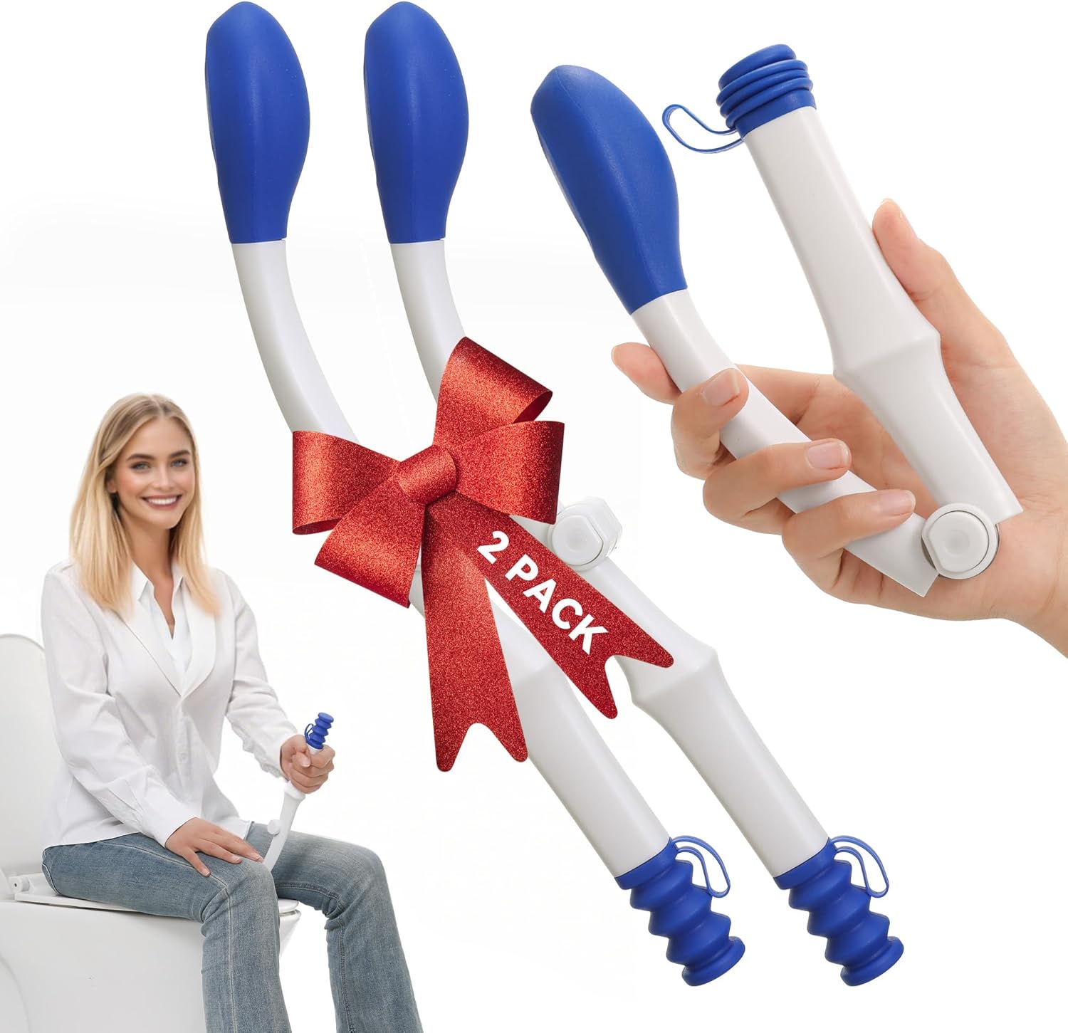 Foldable Toilet Aid（2Pack）, Long Comfort Wipe Wand Bottom Buddy Toilet Self Tissue Aids for Toileting, Self Help Wipe Butt for Overweight People Limited Mobility,Elderly, Pregnancy