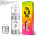 Silver Edible Glitter Spray for Cakes Drinks - Colaele 5 Grams Shimmer Luster Dust Food Grade Metallic Sprinkle Decorating for Cake Decorating, Cookies Baking, Chocolate, Strawberries, Vegan