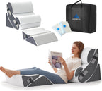 Ahpmeoa 6PCS Wedge Pillow Set for After Surgery, Orthopedic Bed Wedge Pillow for Headboard, Memory Foam Back Pillow for Bed Sitting Up, Sit Up Pillow for Acid Reflux Relief, GERD, Anti Snoring (White)