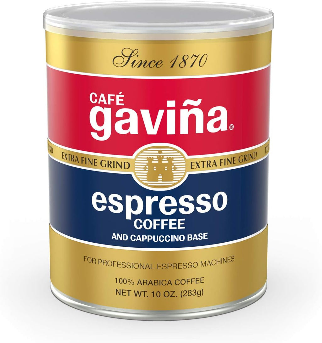 Café Gaviña Espresso Roast Extra Fine Ground Coffee, 100% Arabica Dark Roast, 10 oz Can