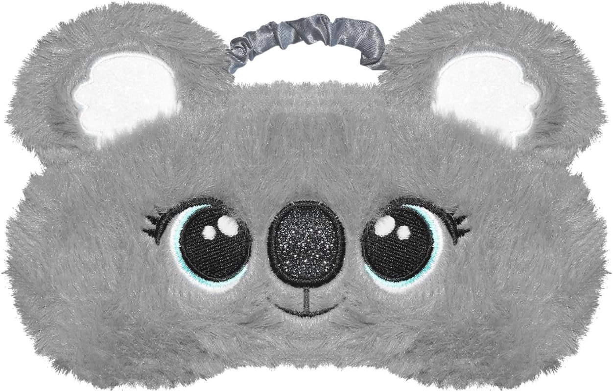 Cartoon Sleep Mask, Kids Cute Plush Eye Mask, Koala Animal Soft Fluffy Plush Eye Cover for Sleeping, for Night,Travel,Nap (Gray Koala)