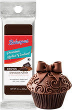 Bakerpan Premium Rolled Brown Fondant for Cake Decorating, Chocolate Flavor - 4.4 Ounces (Made in USA)
