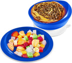 Hushee 1 Set Adaptive Spill Proof Scoop Bowl and Plate Set with Suction Base Non Skid Self Feed Suction Dinnerware for Elderly Disabled Handicapped from Parkinsons Tremor (Blue)