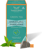 TeaNOURISH Darjeeling Himalayan Green Tea | 20 Count Pyramid Tea Bags | Whole Leaves | Relaxing & Stress Relief Tea | Immune Support