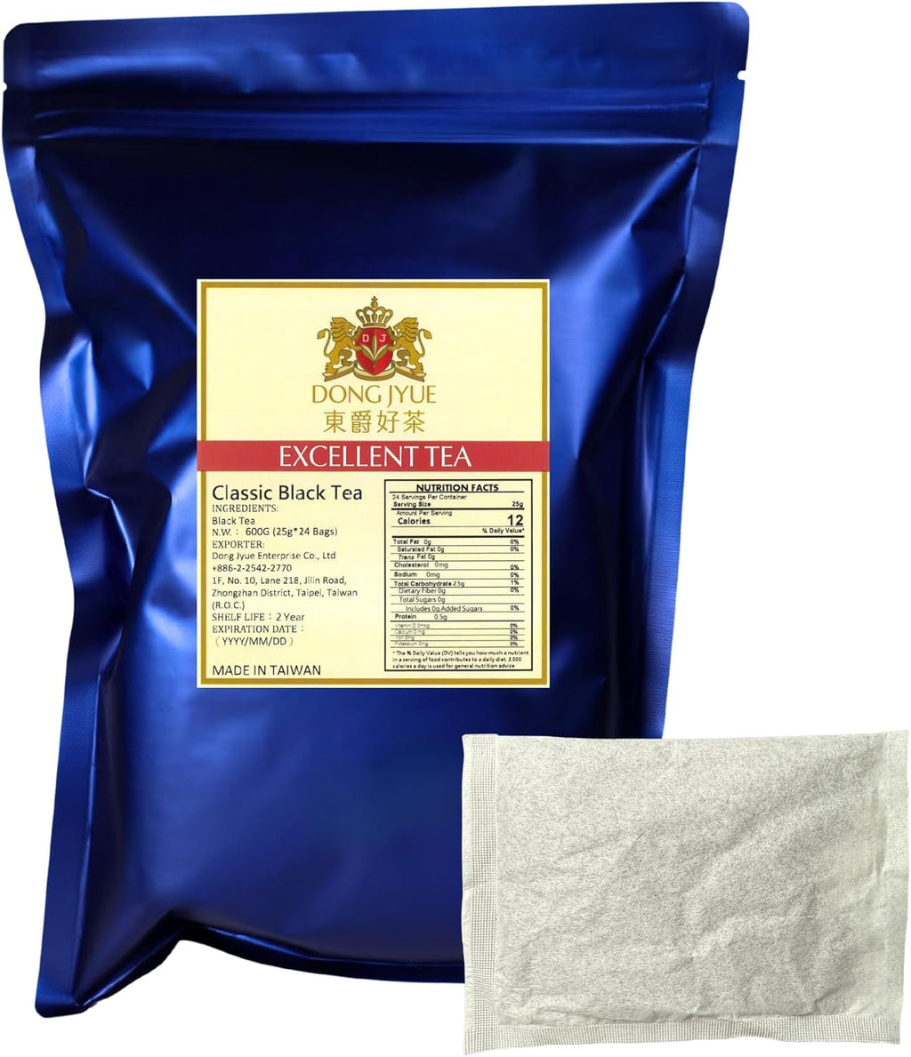 Dong Jyue Classic Black Tea, Commercial-Use Tea Bags, 25g Large Bags, 24 Count (Pack of 1), Taiwanese Black Tea for Milk Tea & Bubble Tea | Enjoy Hot or Iced | 21.16 oz / 600g Total