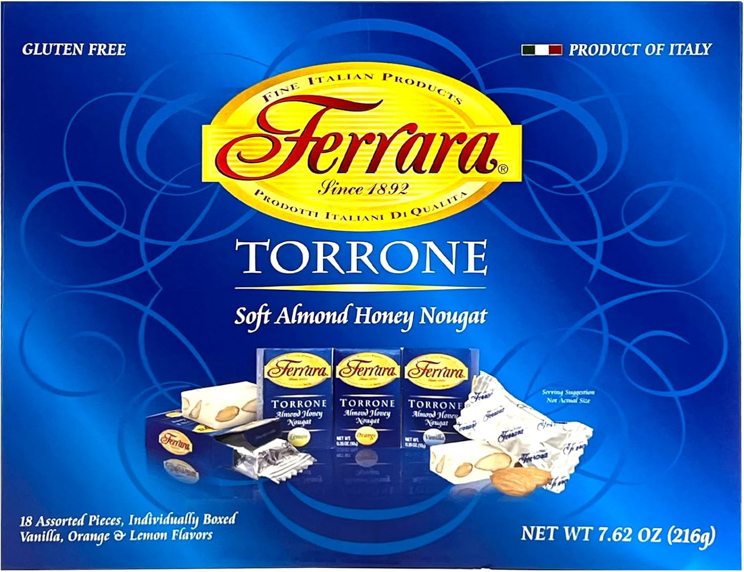 Torrone Nougat Candy, 18 Assorted Pieces (Ferrara) NET WT 7.62 216g