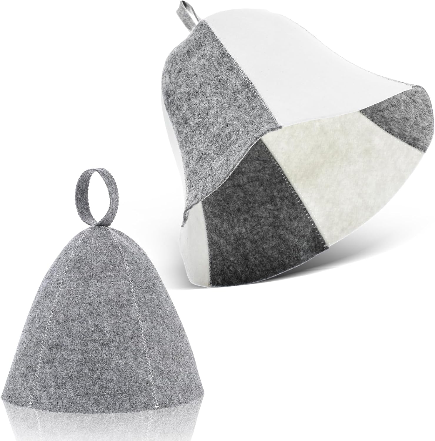 2PCS Sauna Hat for Women Men Wool Felt Sauna Cap Russian Banya Cap Soft Saunas Hat for Spa Steam Room Bathhouse Bath House Accessories Gray White