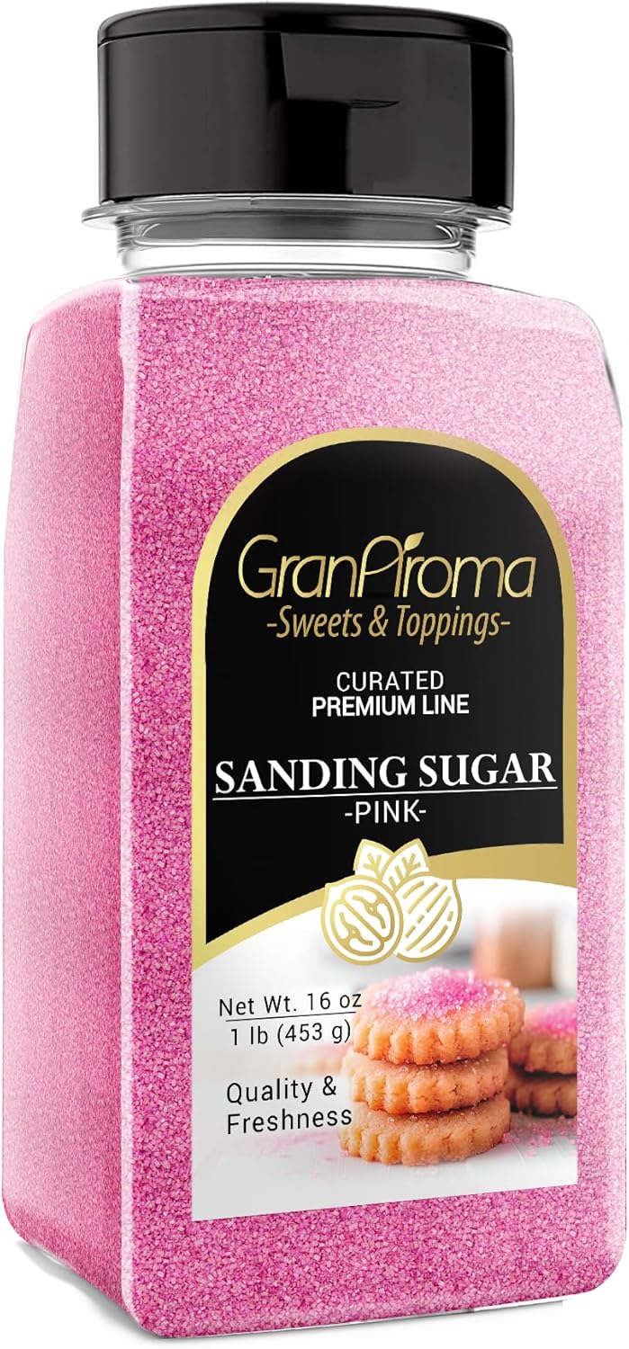 GranAroma Sanding Sugar, Decorative, Cookies & Sweets (White) (1.1 Pound) (Pink)