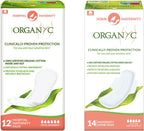 Organyc Hospital + Home Postpartum Pads Bundle Pack, 100% Certified Organic Cotton Pads for Women, Large Pads for First Days After Delivery