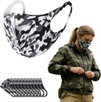 Camo Face Mask Hunting for Men Women 10pcs Ski Breathable Cover Adults Reusable Cloth Camouflage Sports Gear