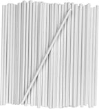 50 Pack 6 Inch White Paper Lollipop Sticks, Cake Pop Sticks, Sucker Sticks for Cookies, Candy, Chocolate, and Cake Decorations (4mm Diameter)