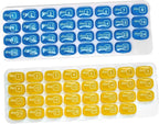 AM/PM 31 Day Monthly Pill Organizer Holder with Removable Medication Pods and Bonus Medical Alert Card - Blue for Morning & Grey for Evening (Blue & Yellow)