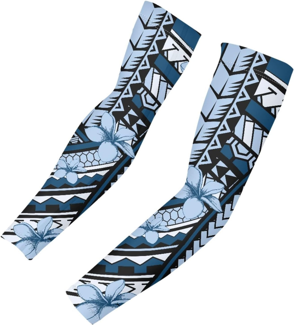 1 Pair Polynesian Print Arm Sleeves for Women Men,Sun Protection Cooling Compression Sleeves,Novelty Arm Covers Set