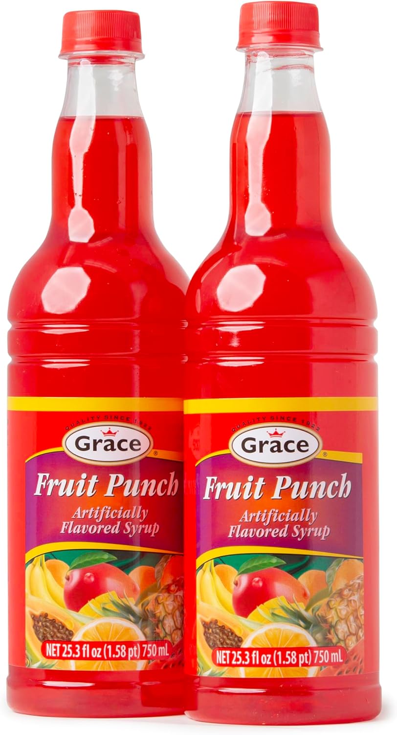 Grace Fruit Punch Syrup 25.5oz - 2 Pack - Authentic Jamaican Fruit Flavored Syrups for Drinks & Cocktail Syrup