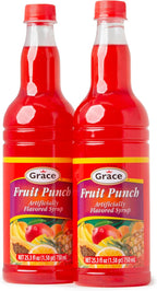 Grace Fruit Punch Syrup 25.5oz - 2 Pack - Authentic Jamaican Fruit Flavored Syrups for Drinks & Cocktail Syrup