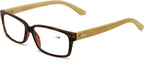 Vision World Genuine Bamboo Rectangular Reading Glasses Men Women Readers