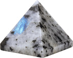 Amazing Gemstone Rainbow Moonstone Pyramid Crystal Healing Stones - 2" Great Pyramid Figurine of Natural Stone Pyramid for Meditation, Reiki, Chakra Balancing and Crystal Pyramids Grid