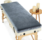 73x28x3 inch Massage Bed Mattress Topper with Removable Cover, Non-Slip Elastic Bands Lash Bed Cushion, 2cm Memory Foam + 28D High-Resilience Foam Massage Table Pad for Spa Lash Extensions Salon, Grey