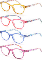 MODFANS Reading Glasses Women 4 Pack Fashion Ladies Readers 2.75 Strength,Women's for Reading Comfort Spring Hinge Arm Eyeglasses-Lightweightest Round Frame Look Stylish to Wear,Come with Pouch