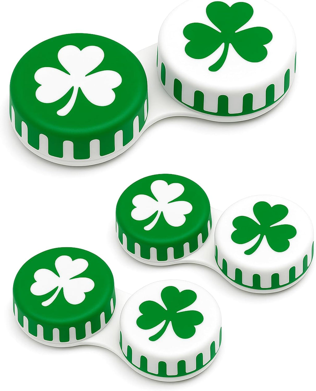SPORTS WORLD VISION Seasonal Fun Contact Lens Cases Irish Cute Screw Top Travel Storage Contact Lens Box L/R Eyes Holder Container, Outdoor Mini Contact Lens Storage case, 3 Cases in Same Style