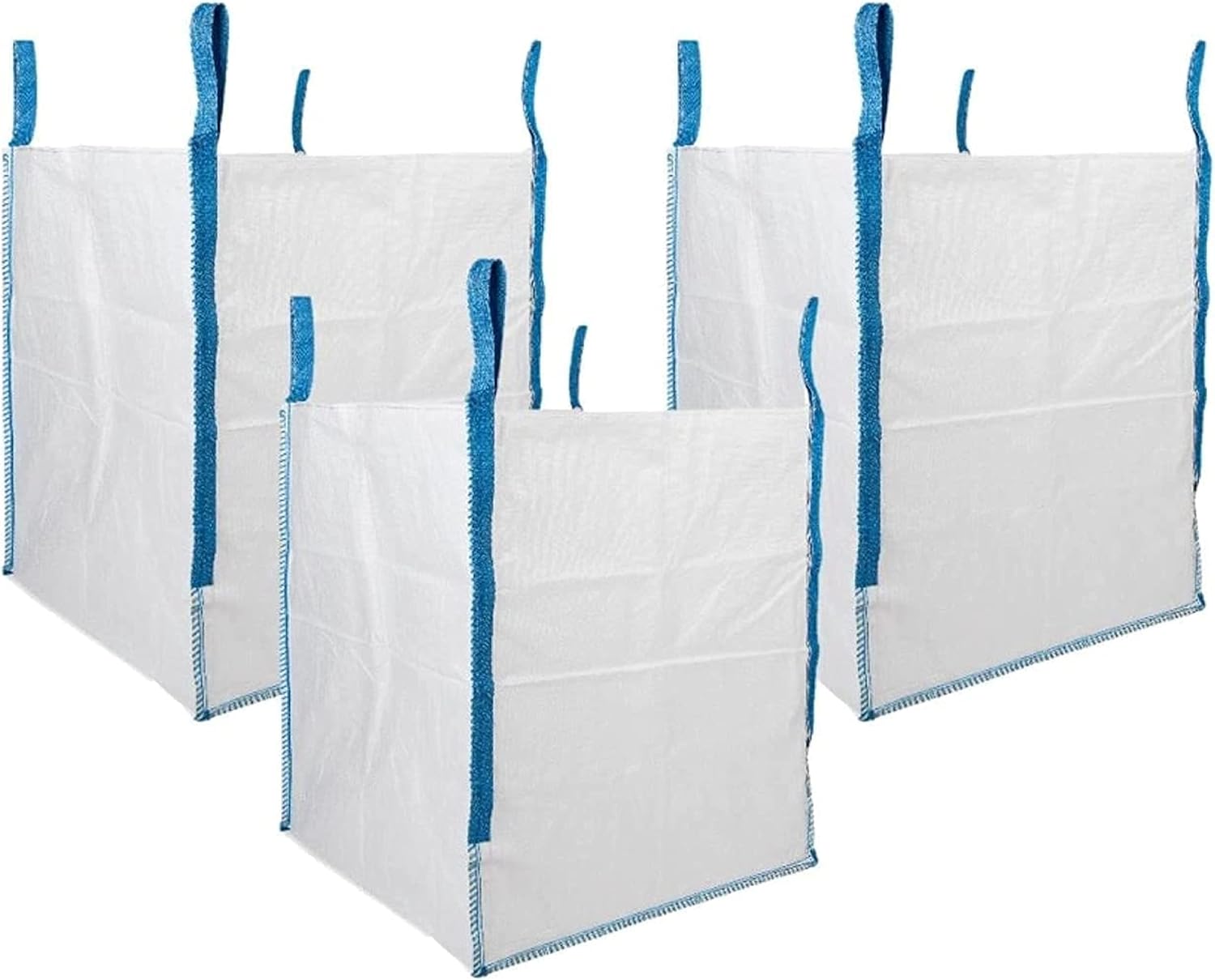 DURASACK Heavy Duty Builder's Bulk Bags 200-Gallon White Woven Polypropylene Contractor Trash Bags for Demo and Construction, Holds up to 2200 lbs, Open Top, Pack of 3