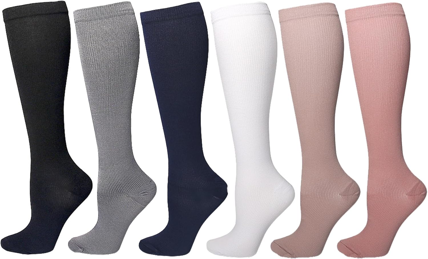 6 Pairs Compression Socks for Women Men 15-20 mmhg Knee High, Womens Compression Socks Compression Stockings for Women Men