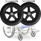 LIGUOYI Front Wheelchair Wheel, 2 Pcs Wheelchair Front Caster, 6 in 7 in 8 in Wheel 5/16 Inch Bearing, Silence,Anti-wear & Non-Slip, Solid Rubber Front Rear Caster, Replacement Wheels for Wheelchairs