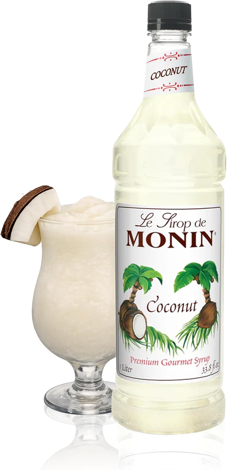 Monin - Coconut Syrup, Sweet and Rich, Great for Cocktails and Smoothies, Gluten-Free, Vegan, Non-GMO (1 Liter)