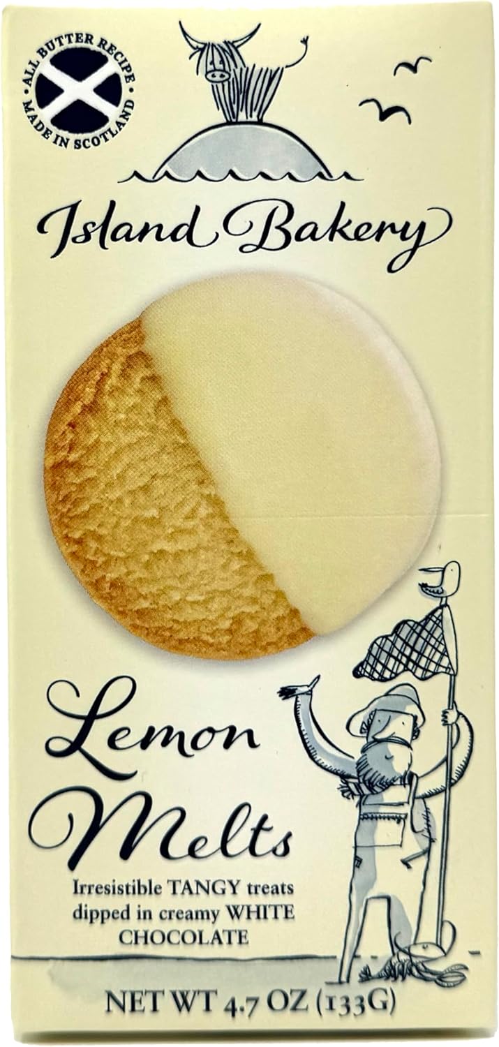 Island Bakery Lemon Melts – All Butter Lemon Cookies Dipped in White Chocolate, Made in Scotland 4.7 Ounce