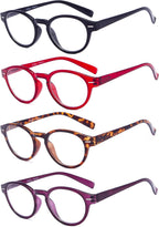 Eyekepper 4-Pack Retro Key Hole Oval Round Spring-Hinges Reading Glasses
