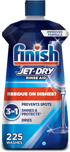 Finish Jet-Dry Dishwasher Rinse Aid, Compatible with Dishwasher Detergent, Prevents Spots & Residues, Dries, Shine & Protects, 23 oz, 225 Washes.