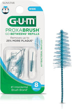 GUM Proxabrush Go-Betweens Refills - Wide - Compatible with GUM Permanent Handle - Reusable Interdental Brushes - Soft Bristled Dental Picks, 8 Count