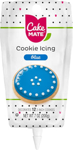 Cake Mate Cookie Icing, Fast-Drying Squeeze Pouch Icing for Decorating Sugar Cookies & Gingerbread, 7 oz., Blue