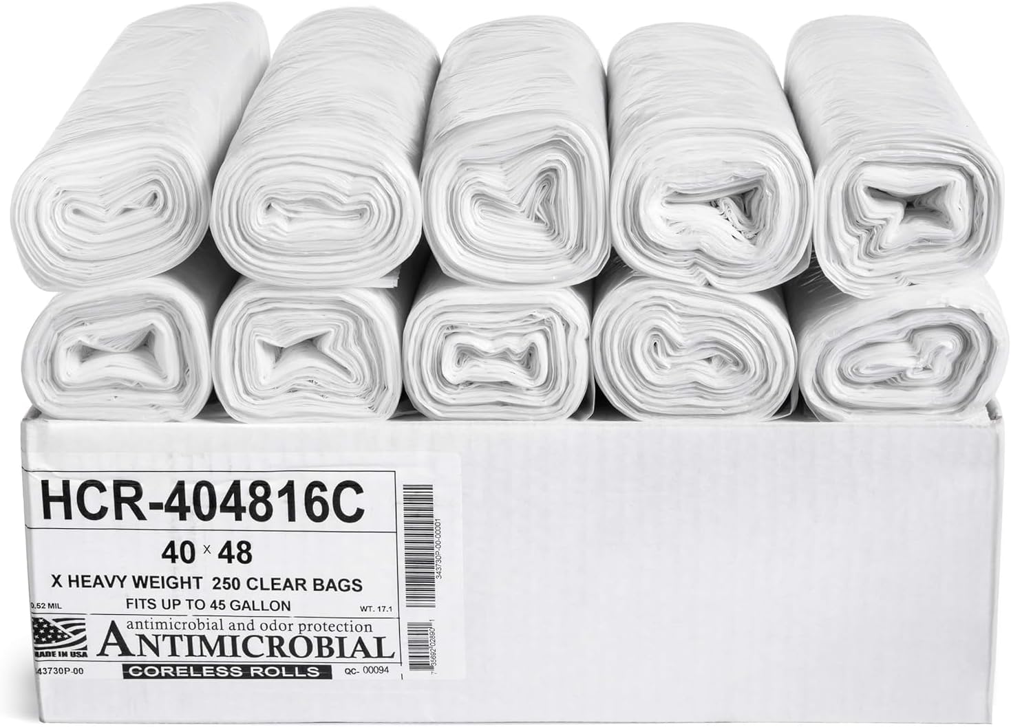 Aluf Plastics 45 Gallon Clear Trash Bags 40" x 48" - 16 Micron Equivalent High Density Value Garbage Bags, HCR-404816C (Pack of 1, 250 Count Total)