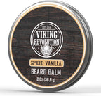 Viking Revolution Spiced Vanilla Beard Balm - Beard Butter with Argan Oil, Beard Softener for Men with Jojoba Oil - Beard Moisturizer for Men with Beeswax - Beard Wax for Men (2oz, 1 Pack)