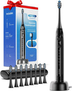 Onlyone Ultrasonic Electric Toothbrush for Adults, Rechargeable Electric Toothbrush Toothbrush with 8 Brush Heads, Travel Case, Charging Base & Wireless Charging - 5 Modes with Smart Timer