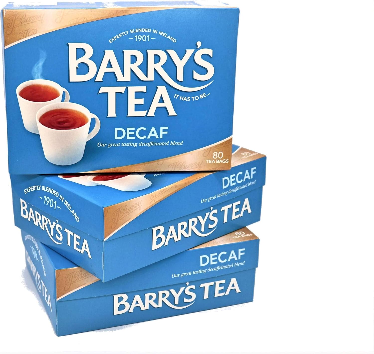Barry's Tea Decaf Blend 80 Teabags (3 Pack), Fresh from Barry's Tea in Ireland