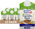 Kitchen Basics Unsalted Vegetable Stock, 8.25 oz (Pack of 12) | No Artificial Flavors and Gluten Free |