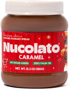 NUCOLATO | Caramel Hazelnut Spread | 12.3 oz - 350 g | Keto Friendly - Gluten Free - No Sugar Added | Best Low Carb Dessert - Food Snacks | Perfect Topping for Cake, Bananas, Cookies, Pancakes