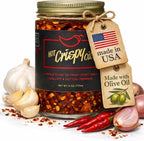 Hot Crispy Oil, An all natural unique blend of fresh fried shallots, fresh garlic and a proprietary blend of three different chili peppers. Highly addictive.
